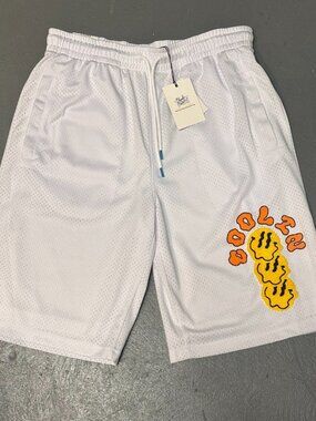 Bleeker & Mercer Mesh Basketball Shorts Mens Small White Elastic Waist New